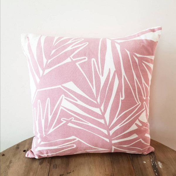 Printed Palm Leaves Scatter Pillow - Blush Pink